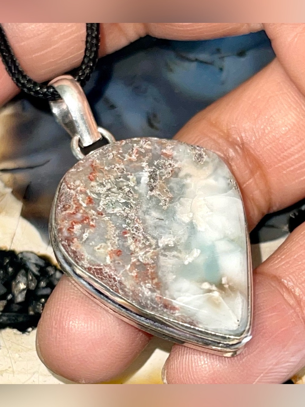 Caribbean Larimar Pendant 2 1/4”
